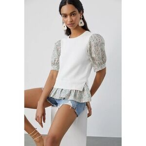 Anthropologie English Factory Puff Sleeve Floral Sweater Women Small Cottagecore